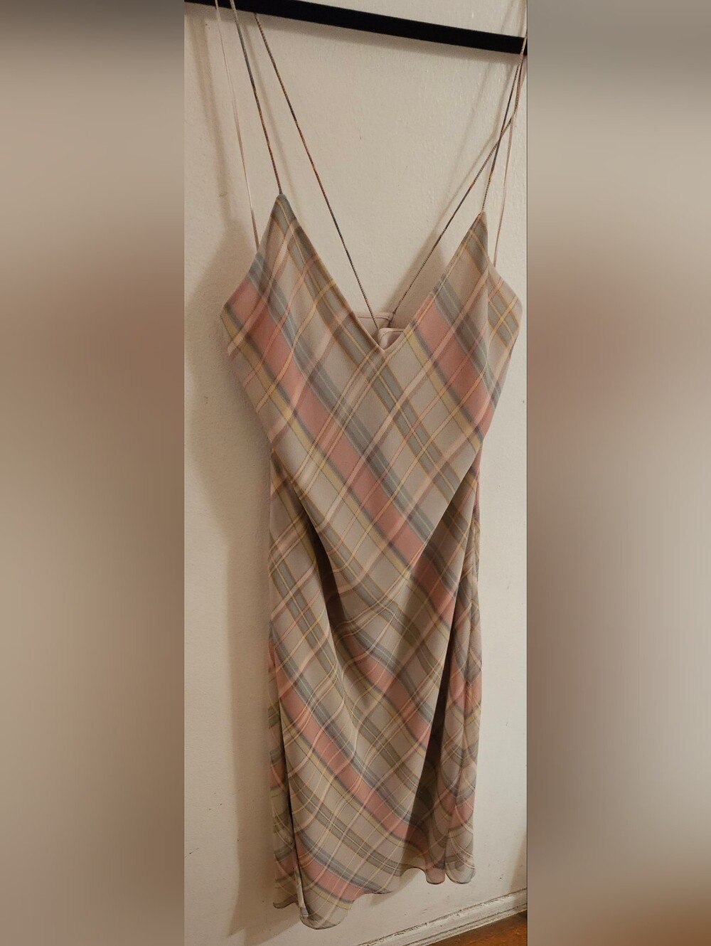 Ralph Lauren Pink and Taupe Plaid Slip Midi Dress